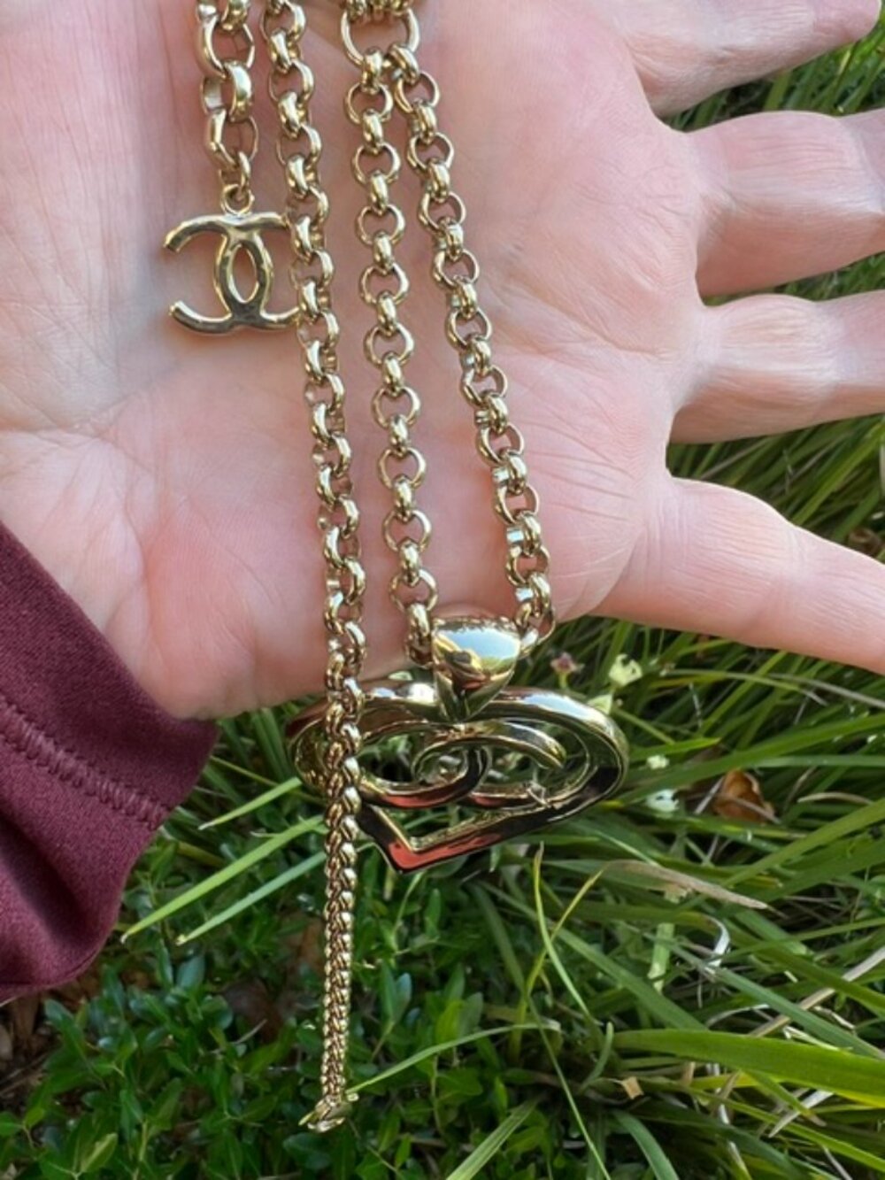 Chanel CC Heart Pendant Chain Belt/Long Necklace - Picture 10 of 11